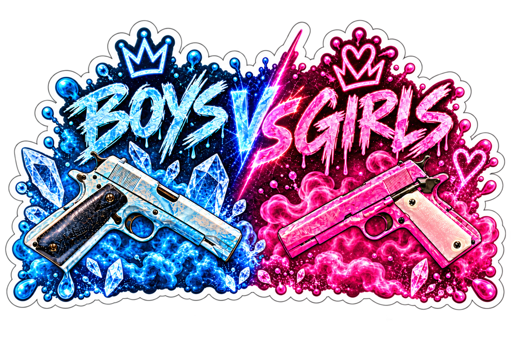 Custom painted pair of 1911's - Boys vs Girls