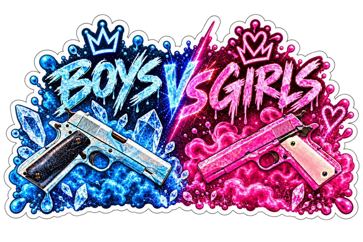 Custom painted pair of 1911's - Boys vs Girls